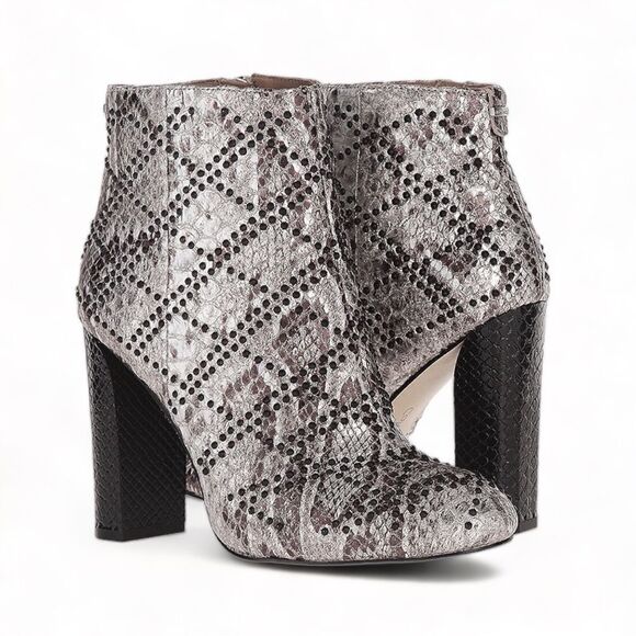Calvin Klein Jamine Foiled Python Snake Print Studded Ankle Bootie - Picture 1 of 13